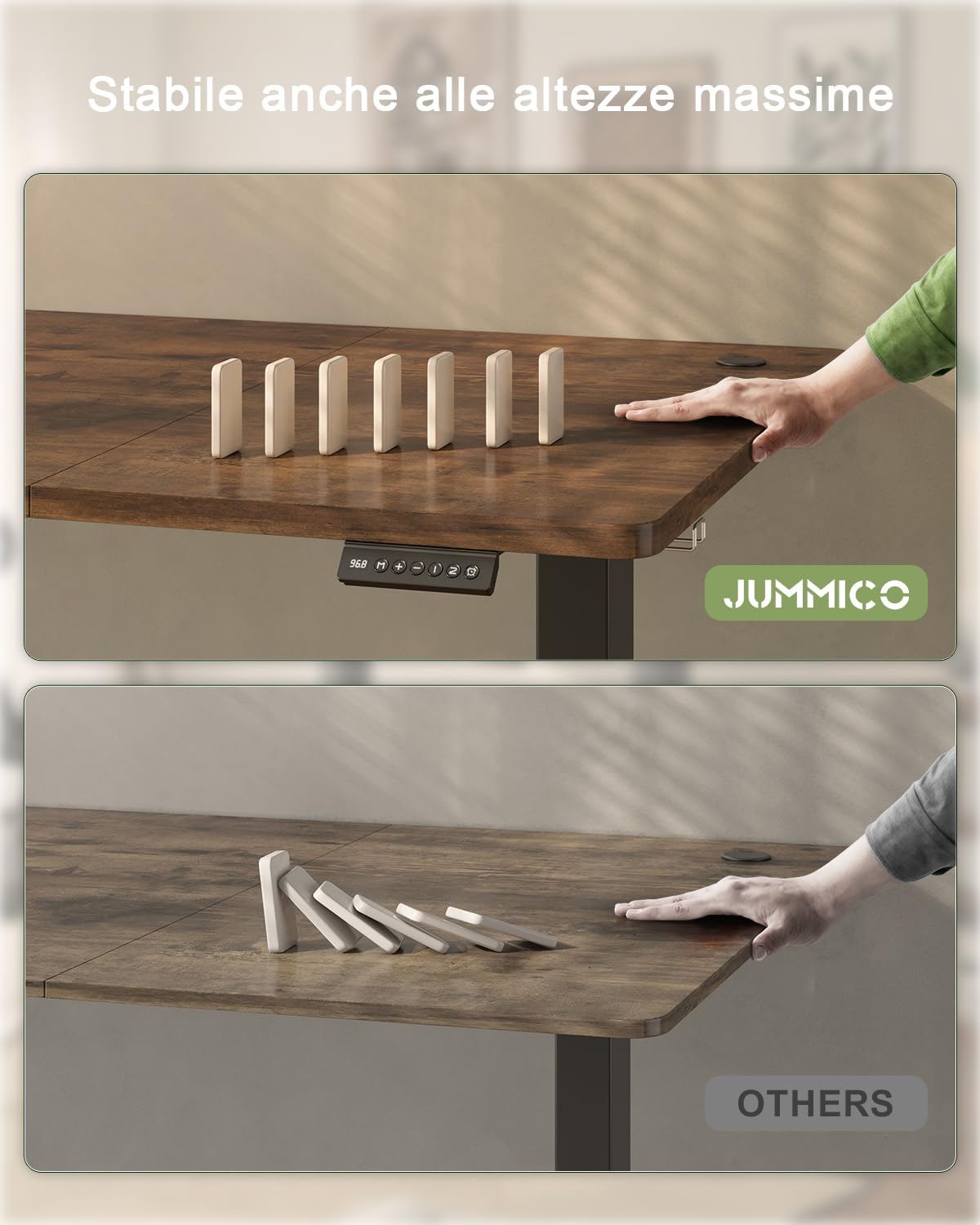 JUMMICO Scrivania Regolabile in Altezza, Scrivania Regolabile Elettrica con Smart Panel da caricatore USB, Scrivania in Piedi con Funzioni di Memoria, Standing Desk 160 x 70 cm, Marrone