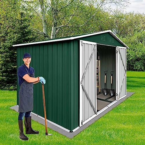 Morhome 6 X 8 Ft Sheds & Outdoor Storage,Outdoor Storage Shed, Metal Garden Tool Shed, Outside Sheds & Outdoor Storage Galvanized Steel With Lockable Door For Backyard #TOP2