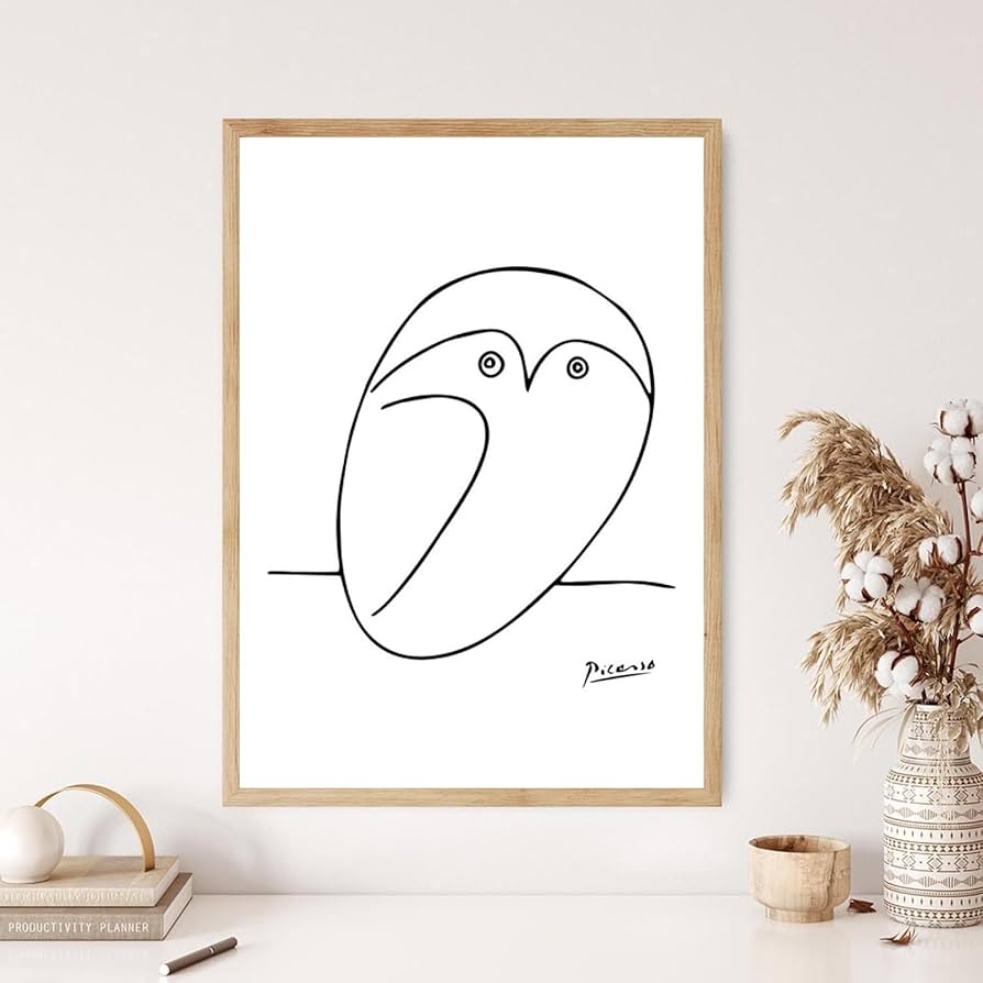 ピカソ　フクロウ アートポスター ブラックフレーム ピカソ フクロウ アートポスター ブラックフレーム 定番品】パブロ