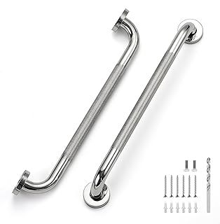 18 Inch Grab Bars for Shower, Stainless Steel Safety Handicap Grab Bars for Bathroom, Anti-Slip Shower Handle, Wall Mounted (2 Pack, Polished Nickel)