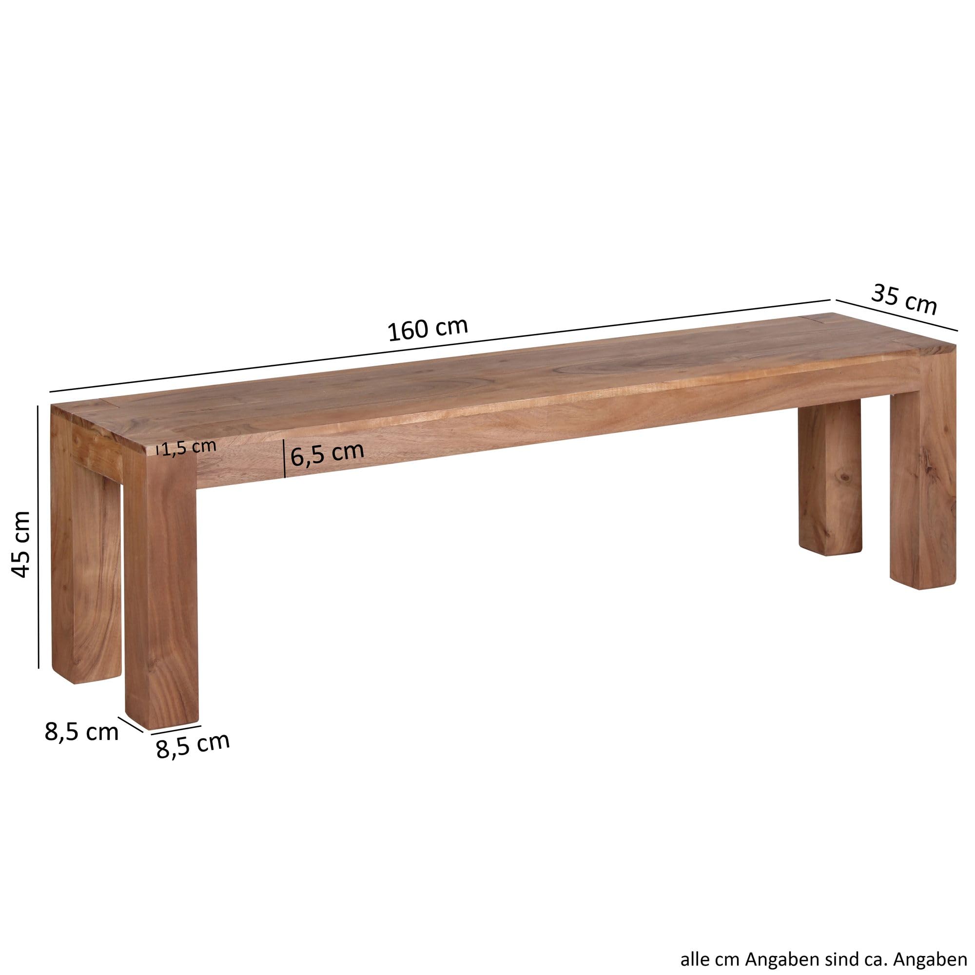 WOHNLING el Asiento del Banco de Madera Maciza de Acacia 160 x 45 x 35 cm Banco de Madera Banco de la Cocina Producto Natural de Estilo del país