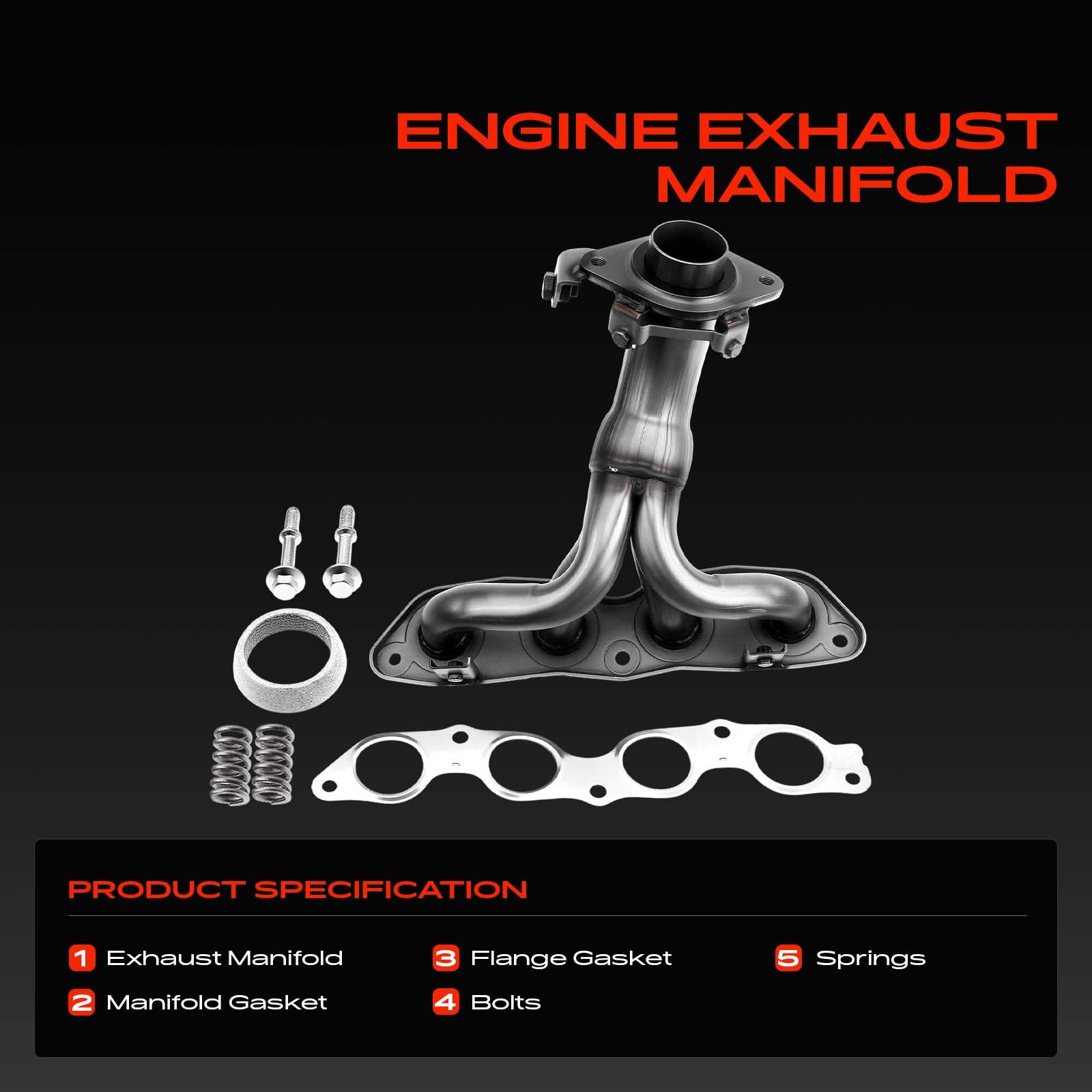 A-Premium Engine Exhaust Manifold Kit W/Gaskets & Bolts & Springs