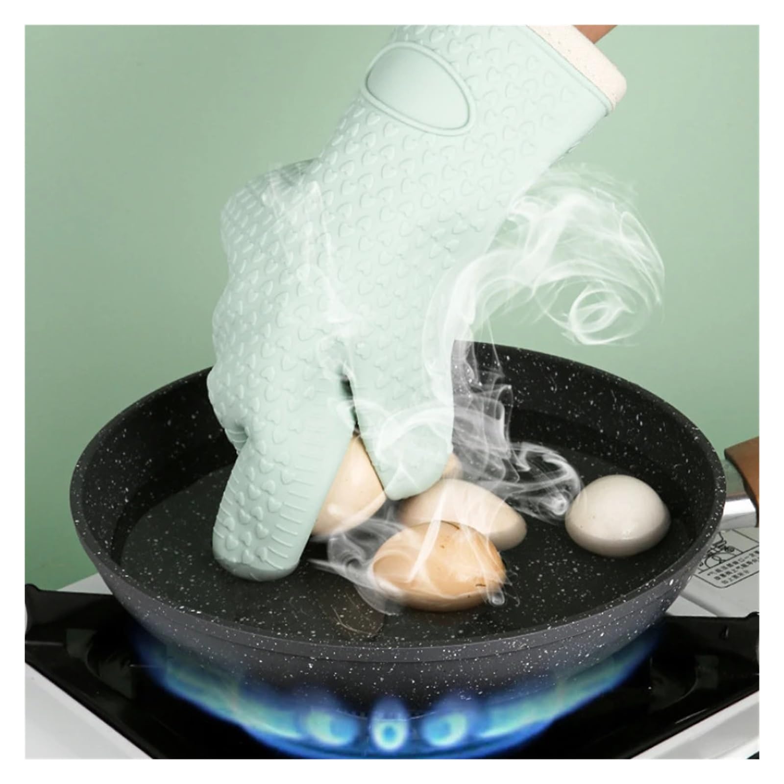 1/2 Guantes de Silicona Gruesos for Hornear, Resistentes al Calor, Impermeables, Antideslizantes, for Horno y microondas para Asar, Cocinar y Hornear(Green-2pcs)