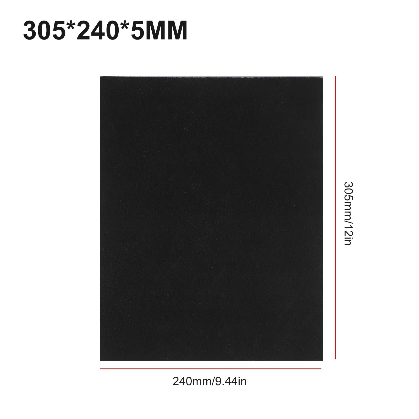 Filtro dell'aria in schiuma al carbone attivo, confezione da 2, 305 x 240 x 5 mm, AC4001, purificatore d'aria, ad alta resistenza, rimozione degli odori, fogli neri