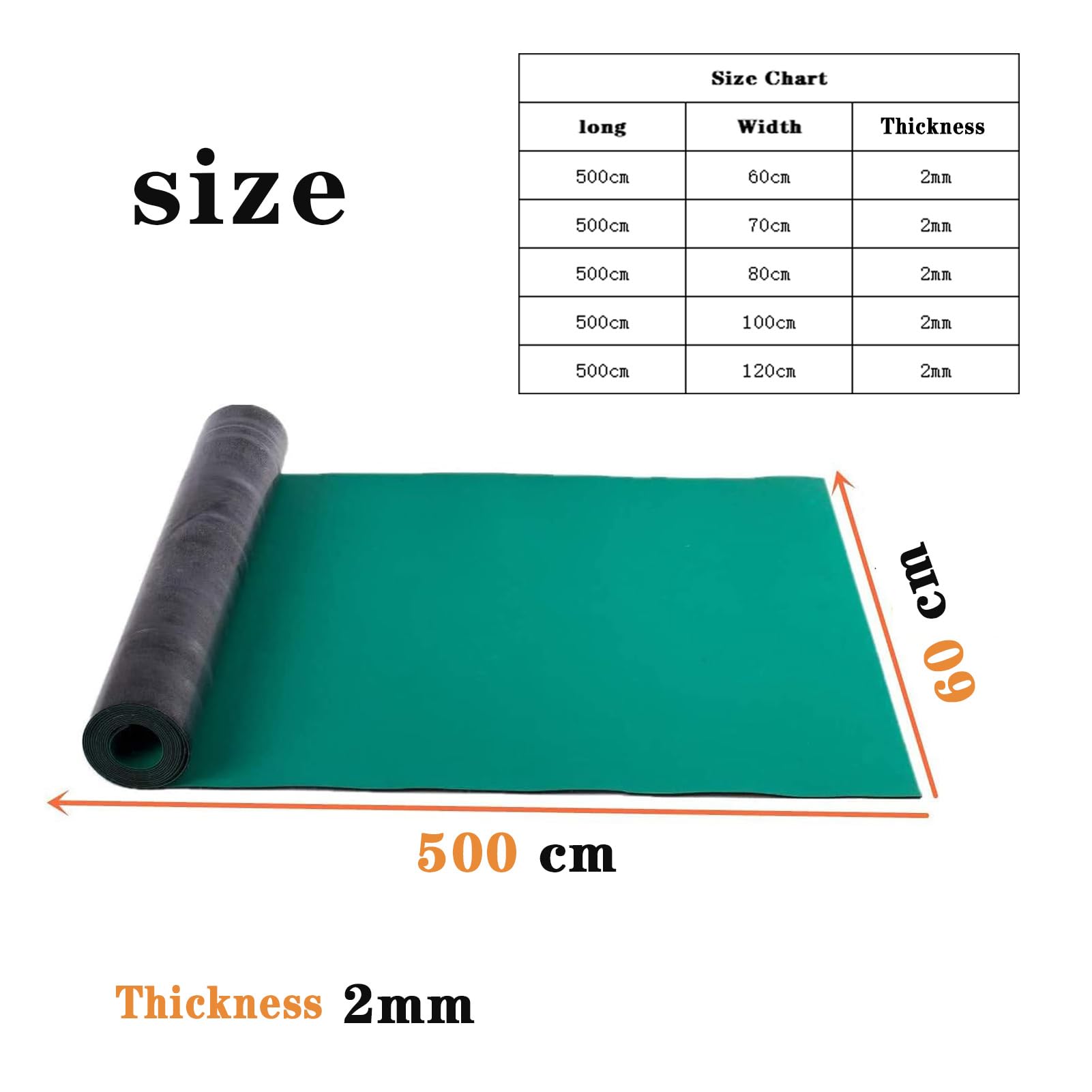 Grande cuscinetto per saldatura, resistente al calore, per banco da lavoro, 500 x 60/70/80/100/120 cm, per riparazioni elettroniche, per saldatura e ingegneria, verde, 100 cm x 500 cm