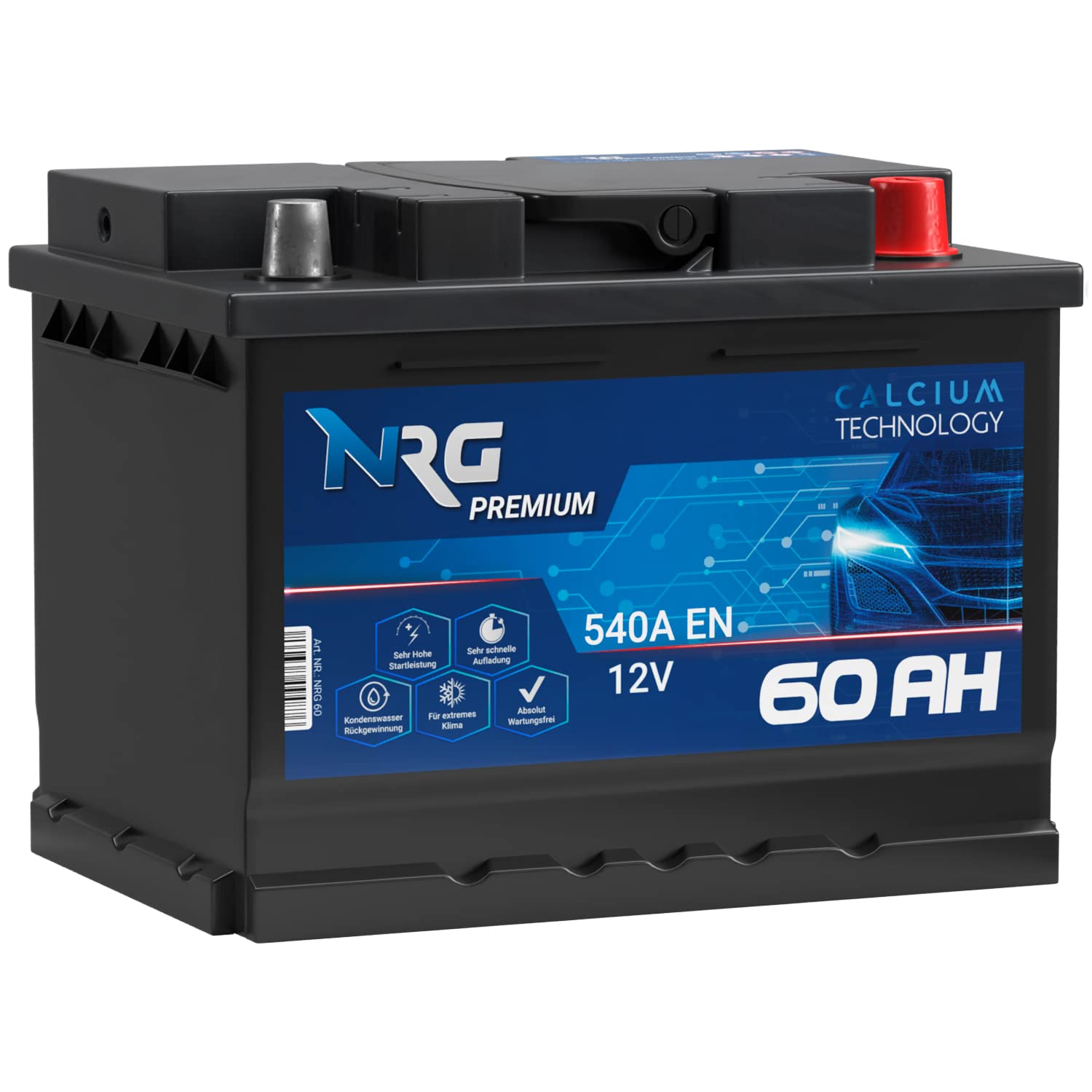 Autobatterie 12V 60Ah 540A/EN Starterbatterie ersetzt 53AH 54AH 55AH 56AH 61AH 62AH Batterie