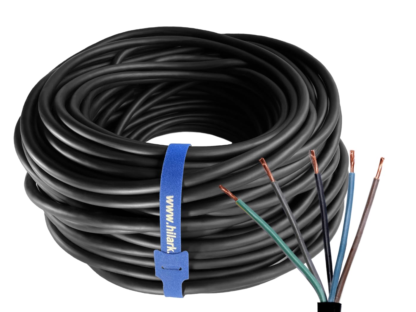 Hilark - Cavo a 5 fili, 2,5 mm2 H05RR-F, 5 x 2,5 mm2 (5 g2,5 mm2) (100 m, nero)
