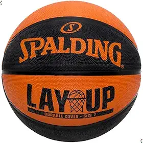 Bola de Basquete Spalding Lay-Up, Preto e Laranja, 7