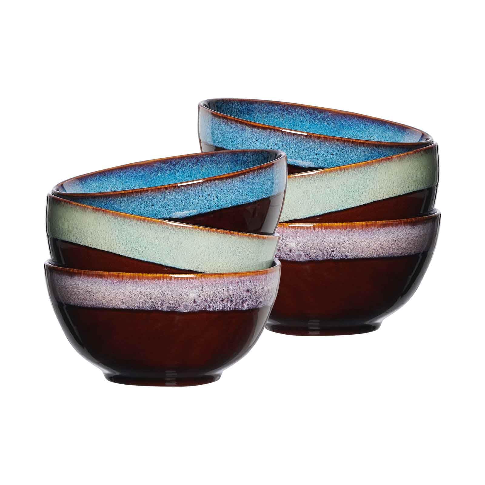 Ritzenhoff & Breker Mongu Müslischalen 6er Set | Ø 15 cm | Runde Schalen mit Reaktivglasur | Steingut | Spülmaschinen- & Mikrowellengeeignet | Bunt