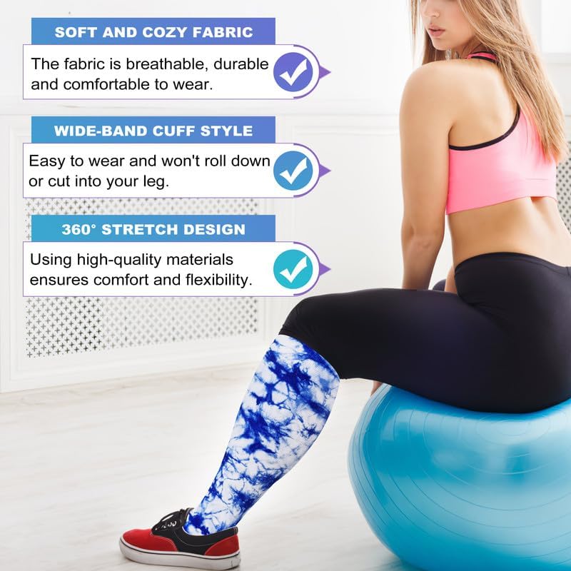 Miniatura 2 de LEVSOX Calcetines de compresión de talla grande, calcetines de soporte de pantorrilla ancha para mujeres y hombres, 15-20 mmHg hasta la rodilla,