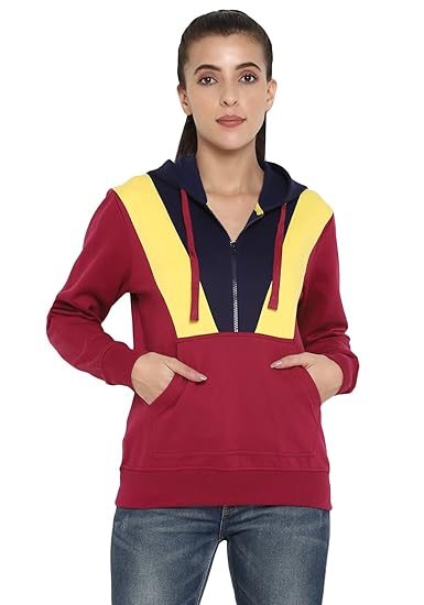 Women's Cotton Chevron Hooded Neck Sweatshirt