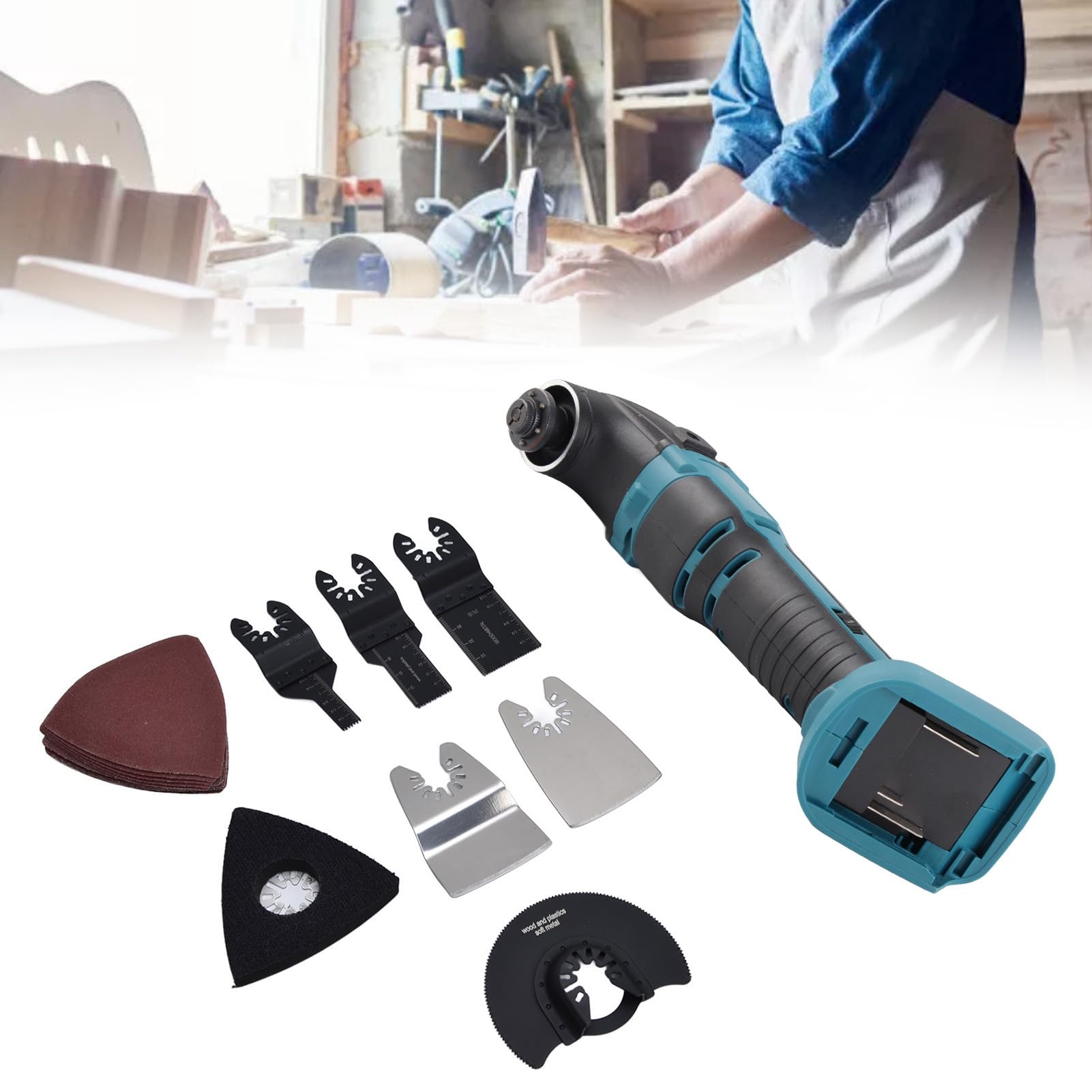 CHICIRIS Zestaw łopatek/skrzydełek Piły Oscylacyjnej z Mocnym Oświetleniem, Wielofunkcyjny Zestaw Trymerów z możliwością Regulacji w 6 Stopniach do Cięcia Metalu i Kamienia, Stali Nierdzewnej i Nylonu