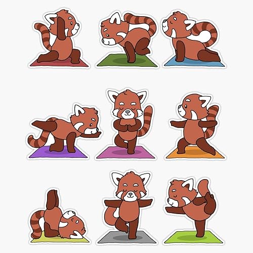 Evan Decals Yoga Panda Rojo Meditación Yogi Namaste Deporte Regalo Pegatina Vinilo Parachoques Adhesivo Adhesivo Impermeable 5 Pulgadas
