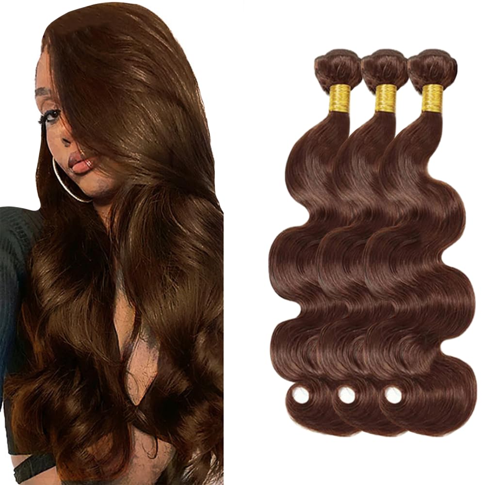 Extensiones de cabello humano de 26 a 26 pulgadas, color marrón chocolate, 3 paquetes, Tatal, 150 g