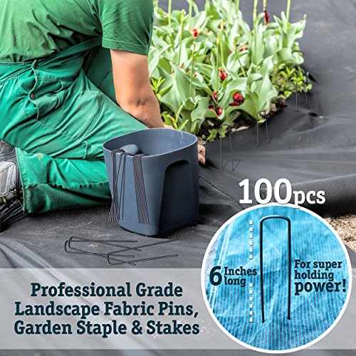 100 6-Inch Garden Landscape Staples Stakes Pins - Usa Strong Pro Quality Built To Last. Weed Barrier Fabric, Ground Cover, Soaker Hose, Lawn Drippers, Irrigation Tubing, Wireless Invisible Dog Fence… #TOP1