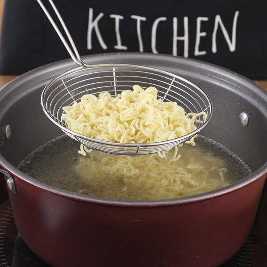 La espumadera de cocina con cuchara ranurada con mango es adecuada for cocinar y freír pasta en la cocina Filtro de espumadera de acero inoxidable Fácil de limpiar Coladores de espumadera pro