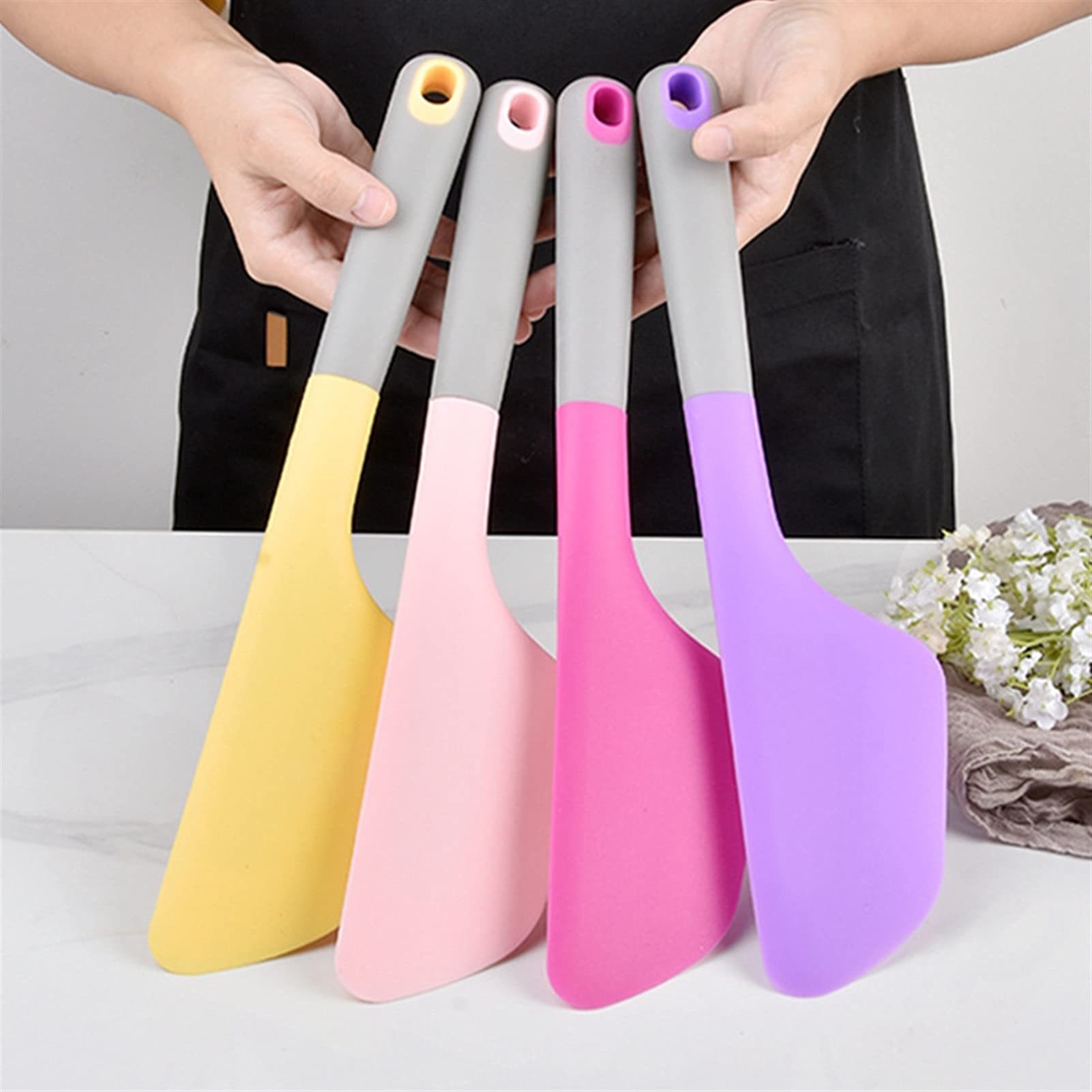 Teigschaber Backspatel Butter Kochen Silikon Spatel Kuchen Spatel Creme Spatel Küchenutensilien zum Backen, Kochen und Mischen Spatel (Color : Yellow)