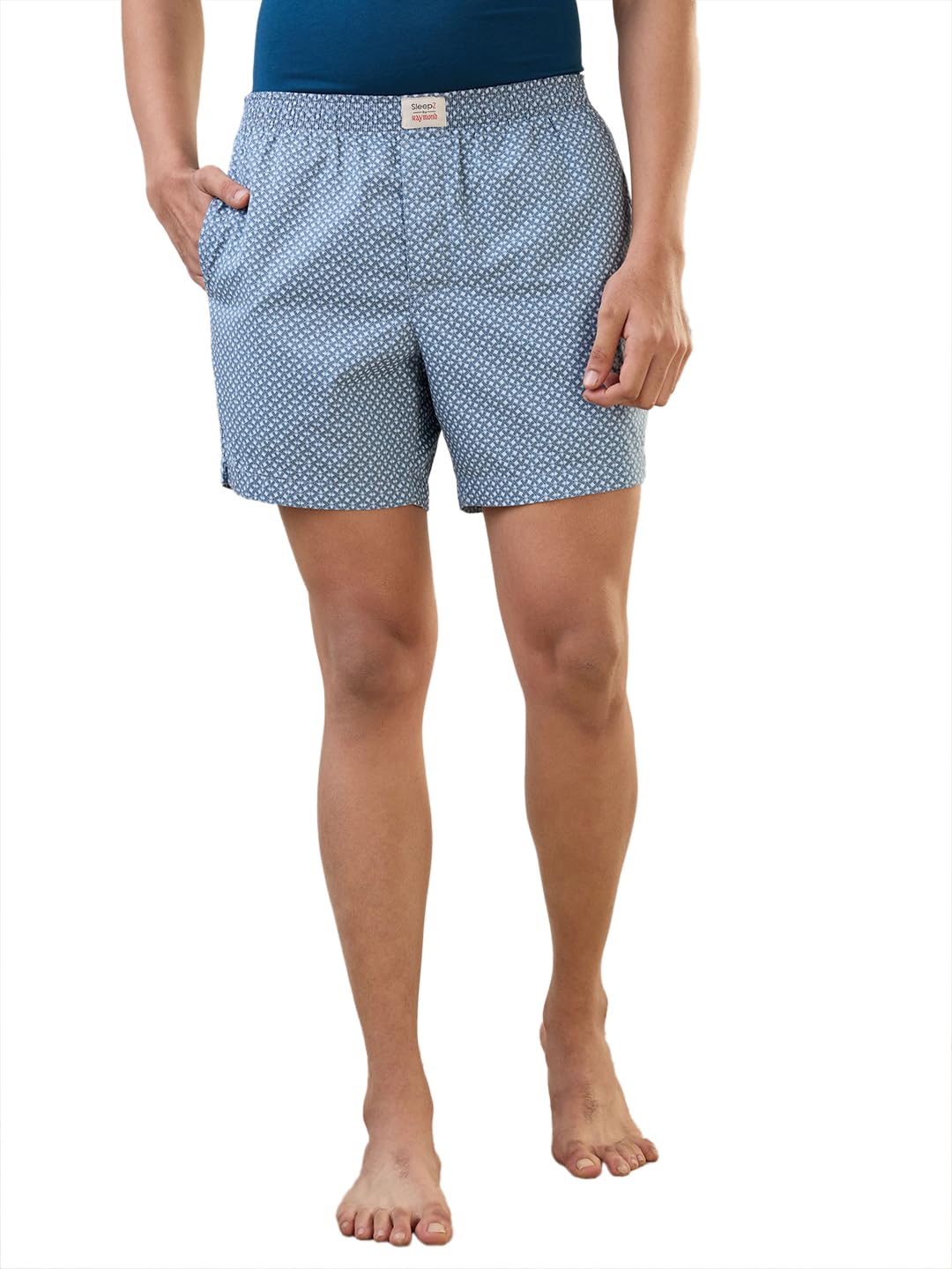 SleepZ Men Regular Fit Print Pattern Pure Cotton Flat Front Boxer