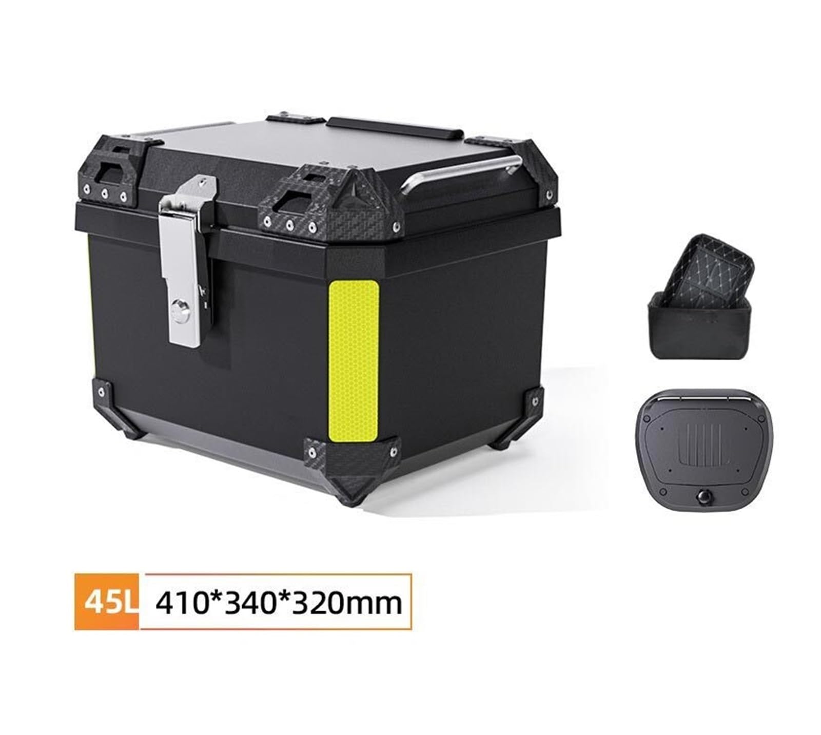 Top Case Box Luggage Moto Boîtier supérieur de Moto Universel, Coffre Moteur, boîte arrière avec Serrure, Support Montage Sacoche pour la Plupart des modèles(45L)
