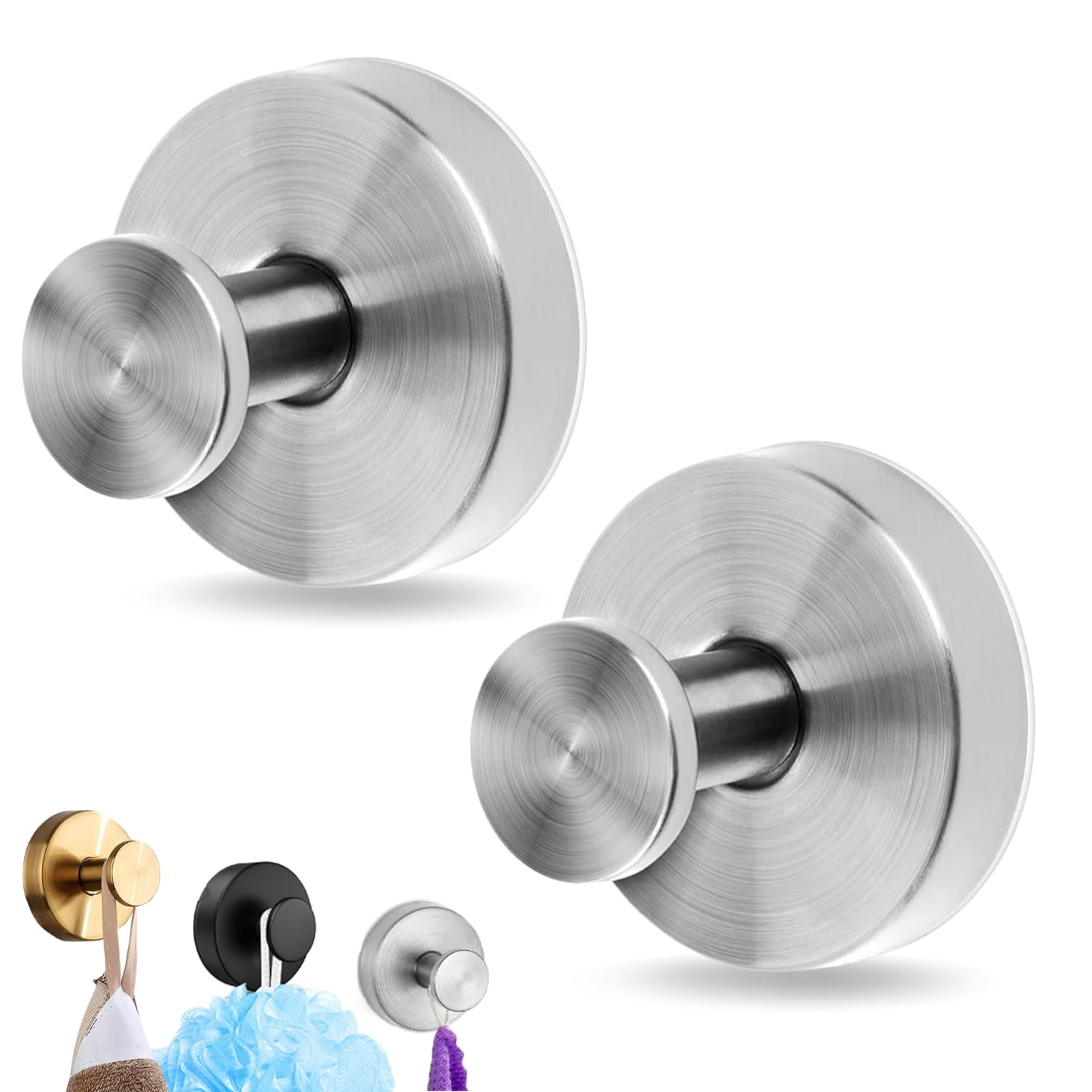 2 Pcs Stainless Steel Suction Cup Hooks - Shower Bathroom Towel Hooks For Glass