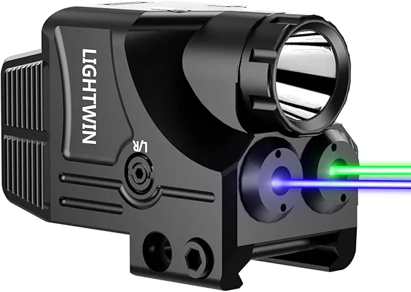 Red Green Blue Purple Laser Beams with 600 Lumens Flashlight for Pistols, 3 in1 Laser Light Combo, Tactical USB Rechargeable Laser Sight, Strobe & Steady Flashlight for Picatinny Rail