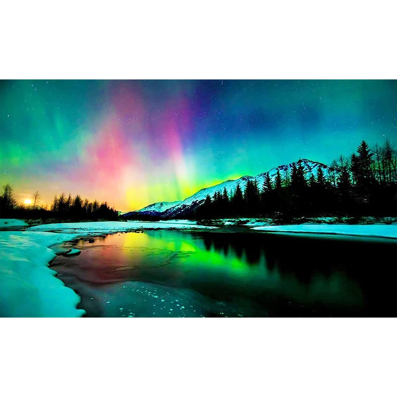 Huacan AB Diamond Painting Kits for Adults, Aurora Full Drill Round Diamond Art, Diamond Dots Clearance Paint by Diamonds Dotz Landscape DIY 5D Gem Crafts 11.8x19.6inch / 30x50cm