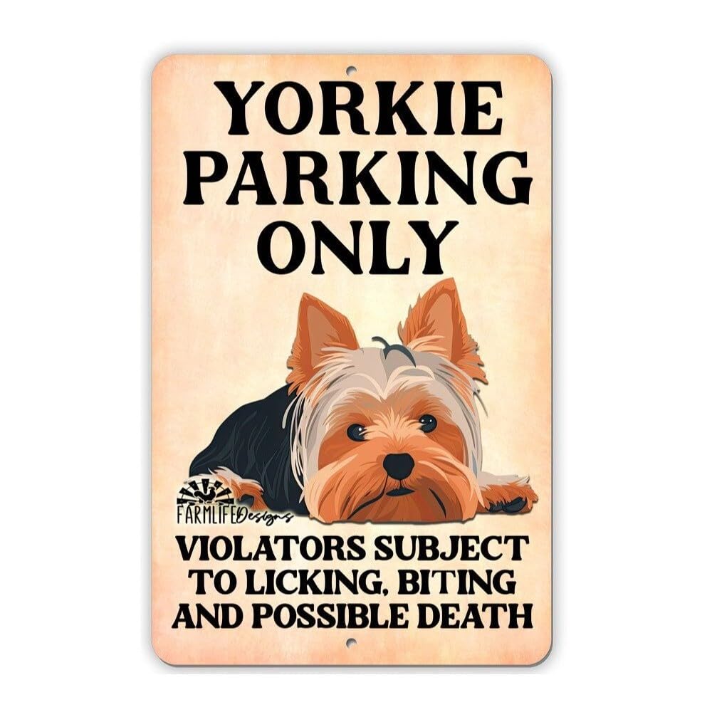 Yorkie Parking Sign: Funny, Handmade 8x12, dog, yorkshire terrier indoor outdoor home decor