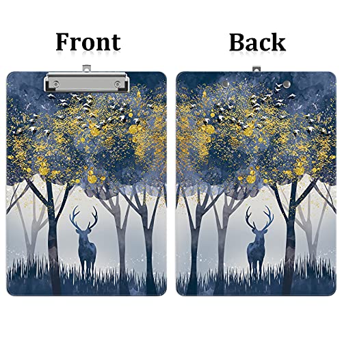 Image of Plastic A4 Clipboards, Clip Board Stardard Letter Size 9 x 12.5 in | Office Decorative for Students Women Men and Kids,Jungle Deer