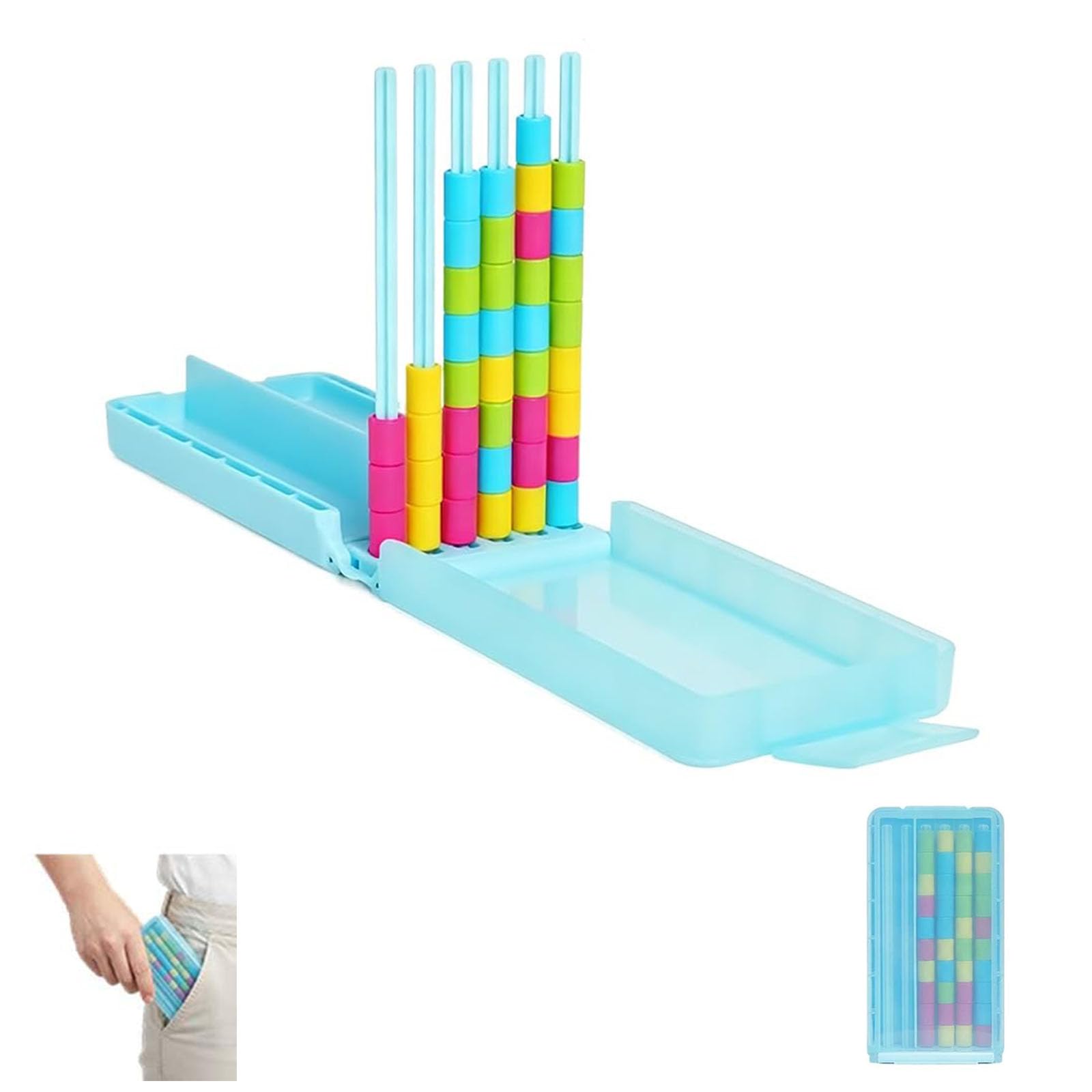 Mini Color Stack Challenge – Portable Brain Teaser Travel Game with 40 Color Rings, Compact Stack and Sort Puzzle, Focus and Logic Training, Sensory Stress Relief Office Desk Gift (1pc)