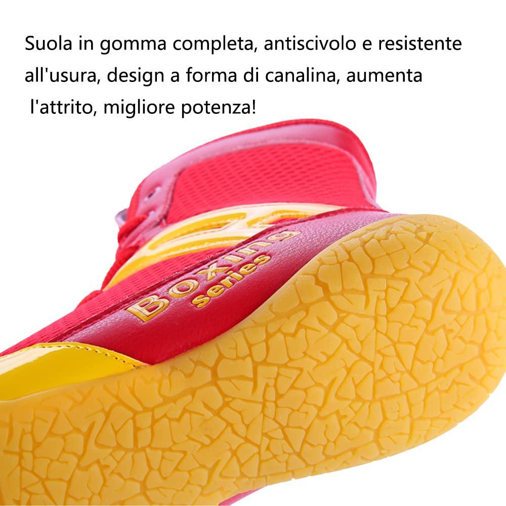 Unisex Scarpe da Boxe Uomini Donna Squat Scarpe da Wrestling Giovanili Muay Thai Taekwondo Boxe Scarpe da Allenamento Marziale Scarpe Sportive Traspirante Grande 46 47