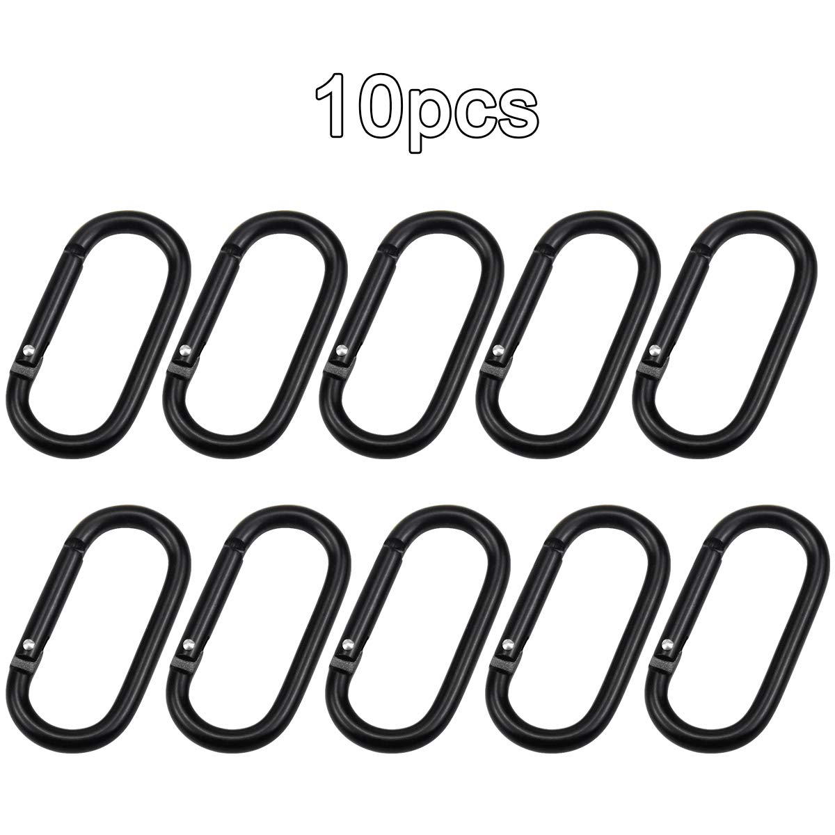 Moschettoni Piccoli - 10 Pezzi, Lega Alluminio, Neri, Per Chiavi, Zaini, Campeggio, Escursionismo - Foto 2