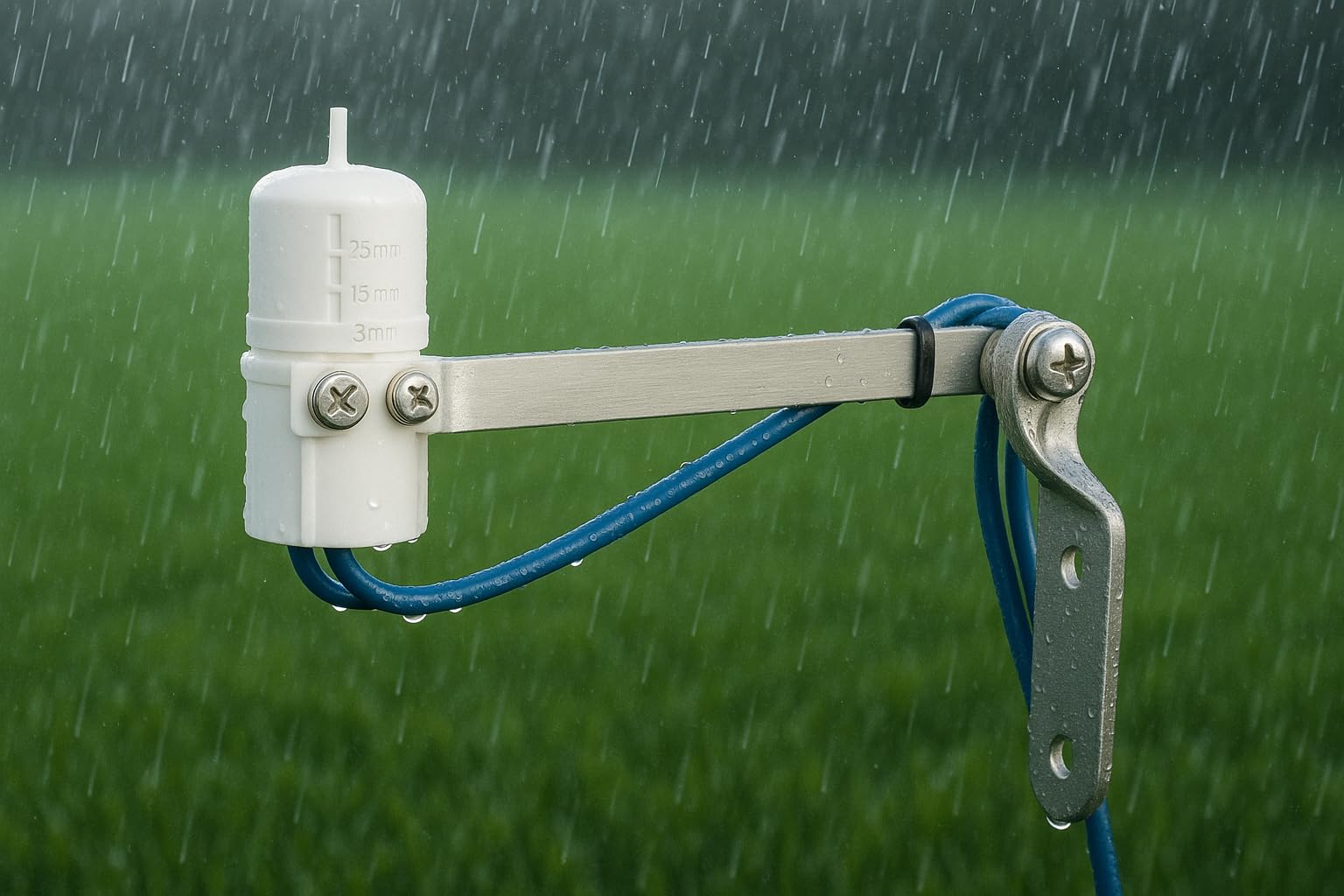 Hunter - Sensore di pioggia MINI-CLIK per impianti di irrigazione, cavo da 7,6 m, supporto in alluminio