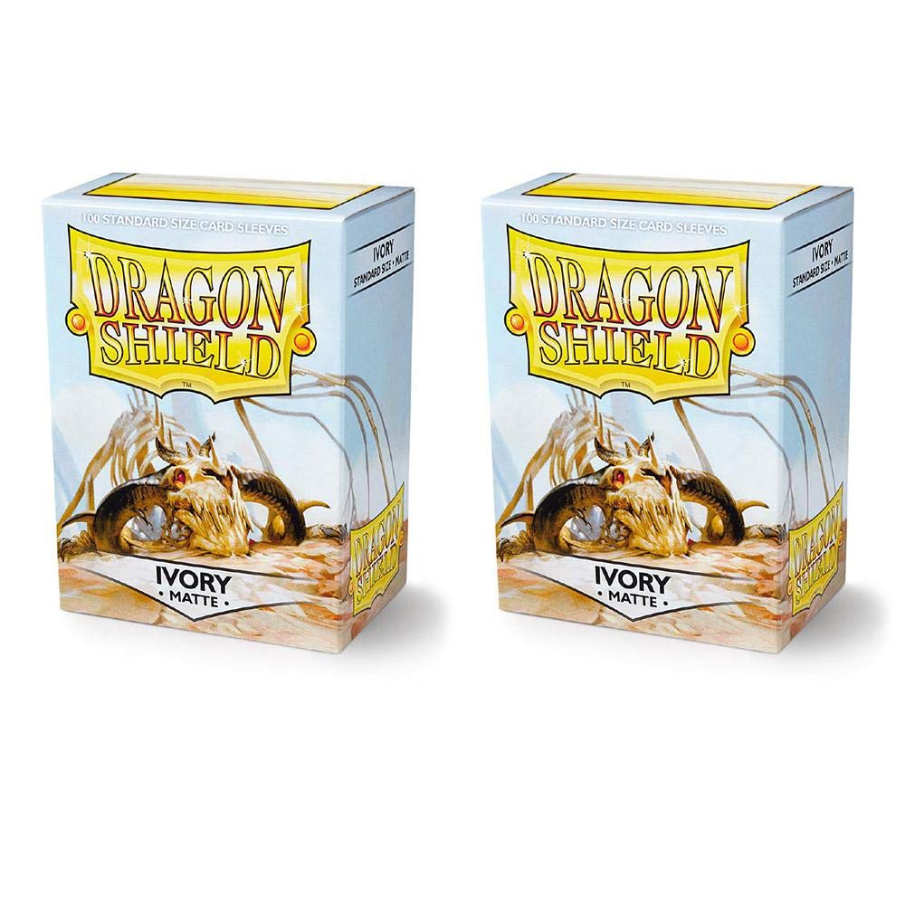 Dragon Shield Matte, Ivory Sleeves Manches (2 Packs, 2x100) pour TCGs Pokemon MTG Magic