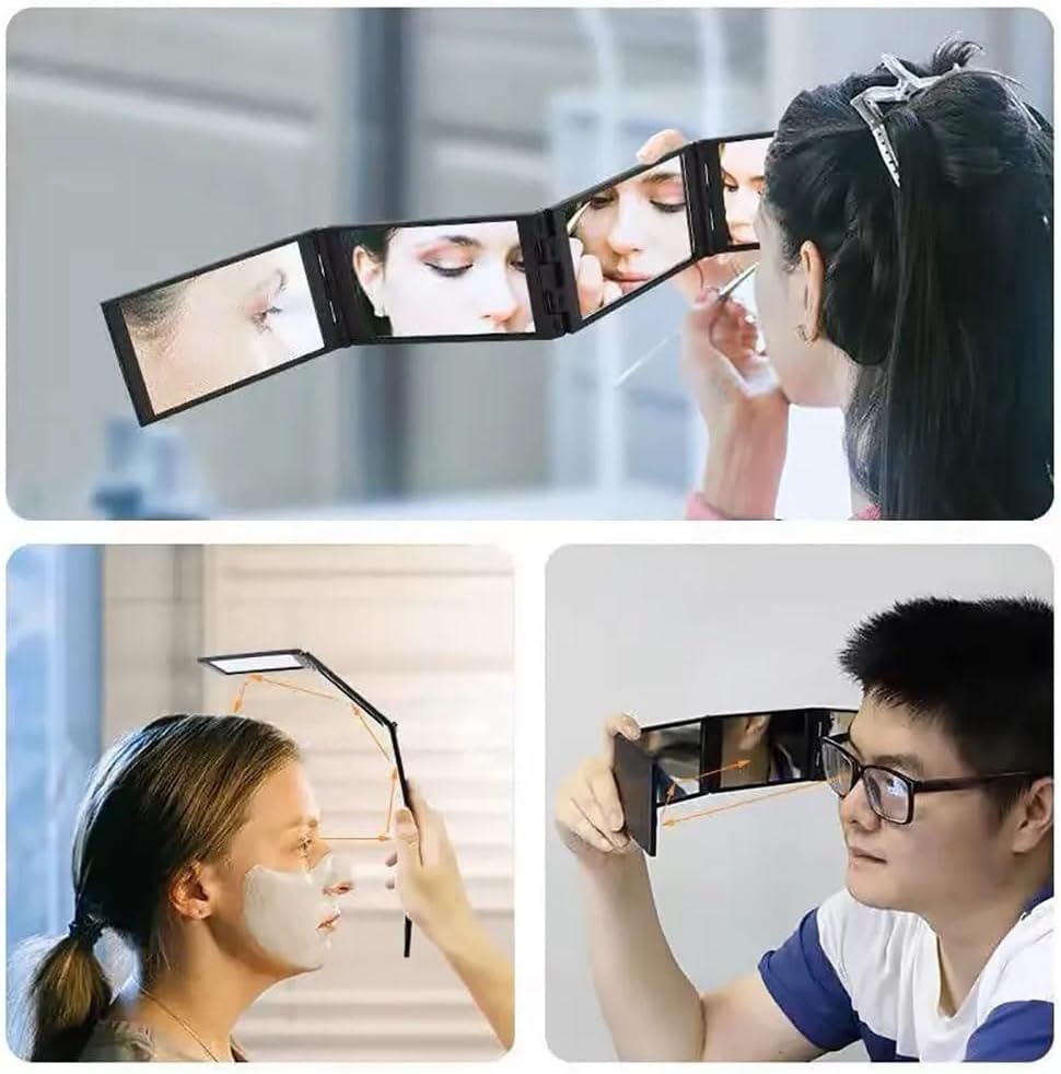 Espejo de maquillaje plegable 360 grados 4 vías miniatura 4
