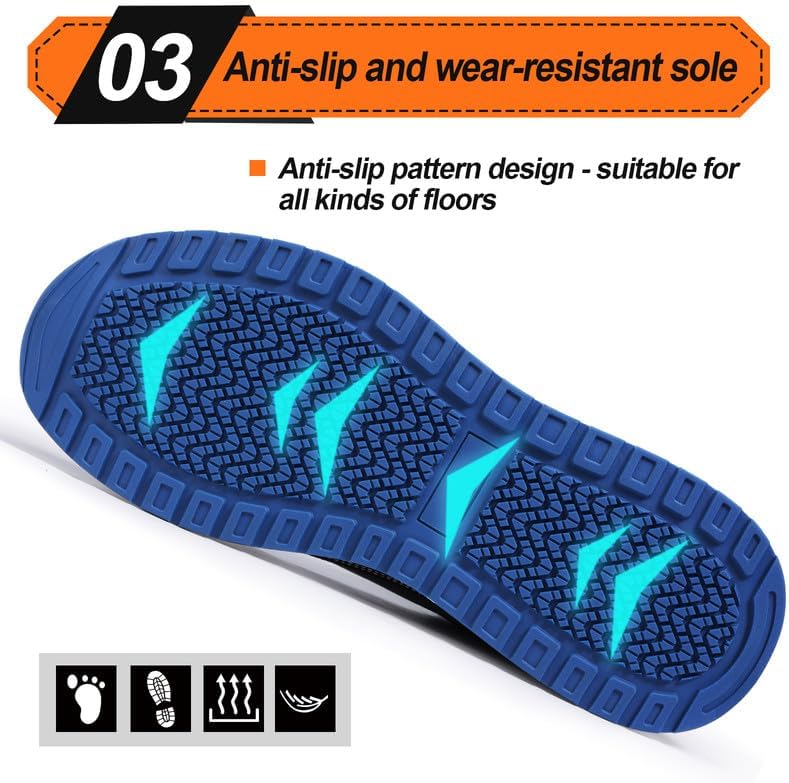LAoutun Steel Toe Shoes for Men Women Safety Work Shoes Indestructible Steel Toe Sneakers Lightweight Work Shoes Toe Shoes - Image 4