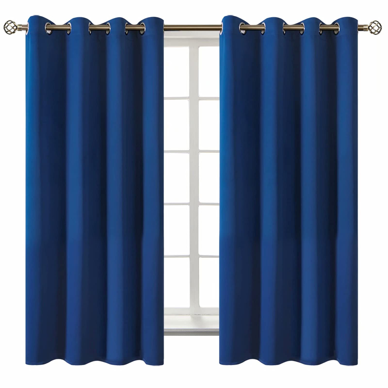 BGment Blackout Curtains for Bedroom - Grommet Thermal Insulated Room Darkening Curtains for Living Room, 52 x 63 Inch, 2 Panels, Royal Blue
