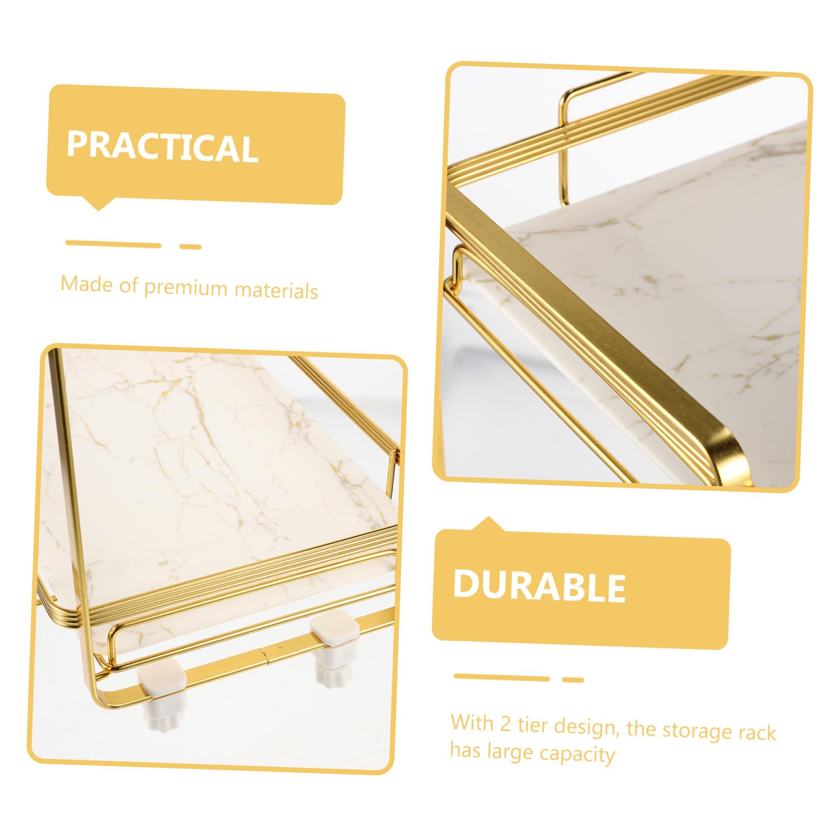 Mensola da Bagno Doppio Effetto Marmo Organizer per Cosmetici e Prodotti per l'Igiene Personale Ripiano Stabile e Facile da Installare per Cucina e Bagno