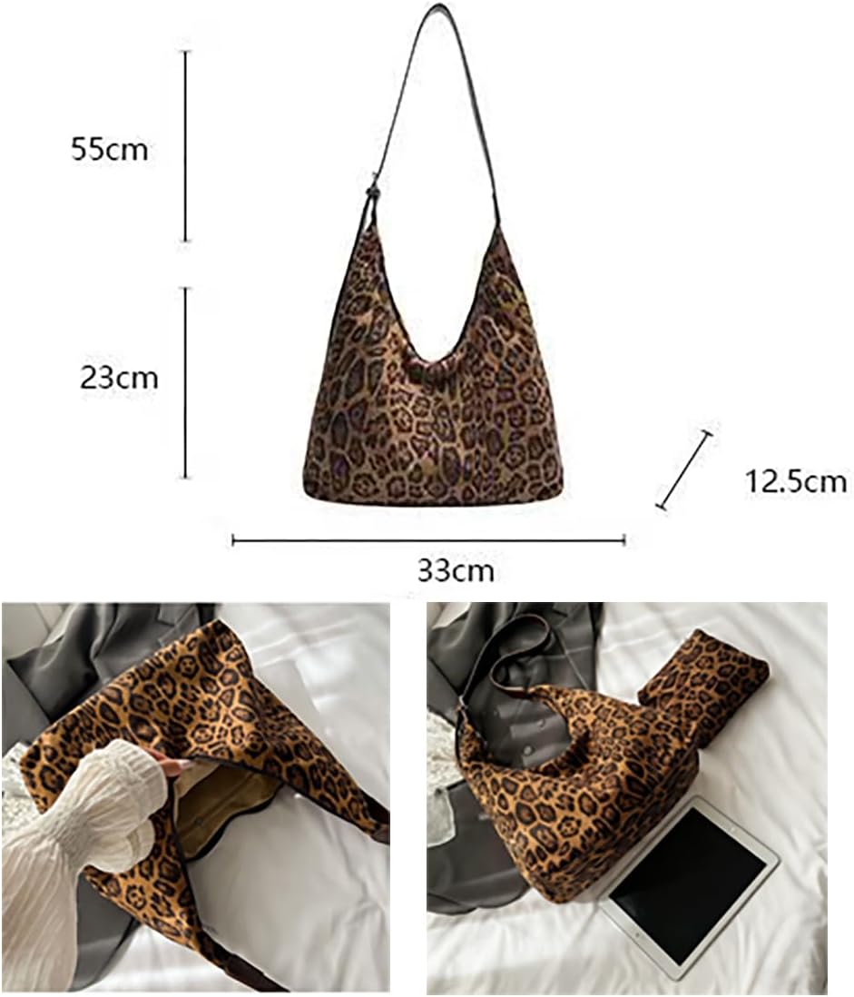 Women's leopard print handbag, tote multifunctional commuting shoulder bag, versatile and fashionable casual bag