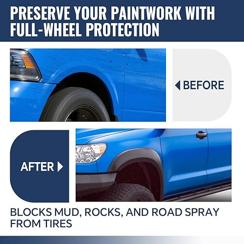 Miniatura 8 de Guardabarros compatibles con Chevy Silverado 2007-2013 1500 / 2500HD / 3500HD 78.0"/ 97.6" cama larga 4 piezas negro texturizado