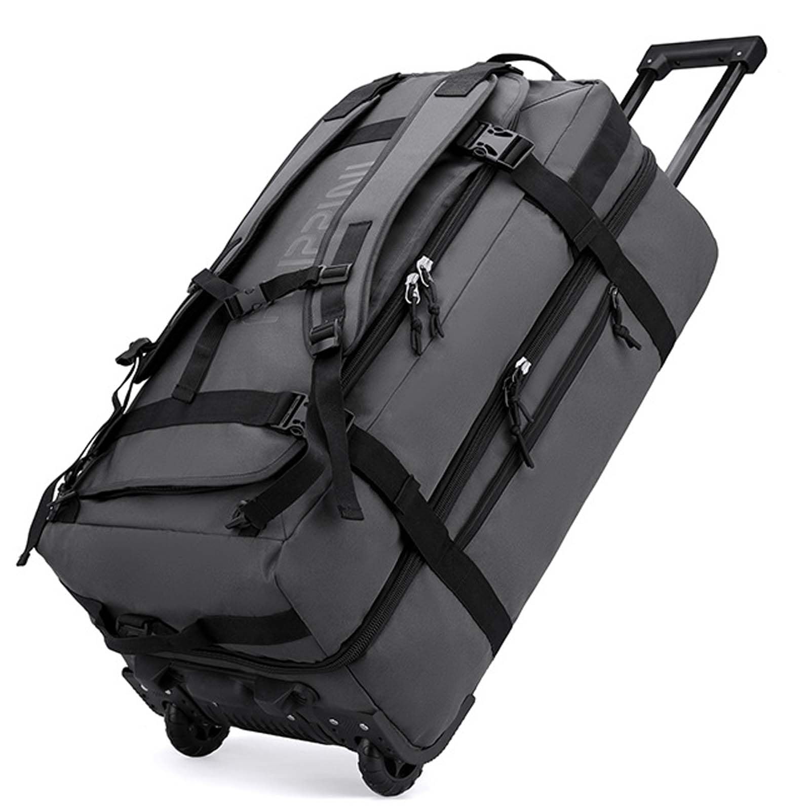 80L Mochila con Ruedas Bolsa de Viaje con Ruedas Maleta Mochila Deporte Gimnasio Senderismo Gym Impermeable Trolley De Lona Equipaje Grande Maleta Suitcase Wheeled Travel Bag (Gris Oscuro)