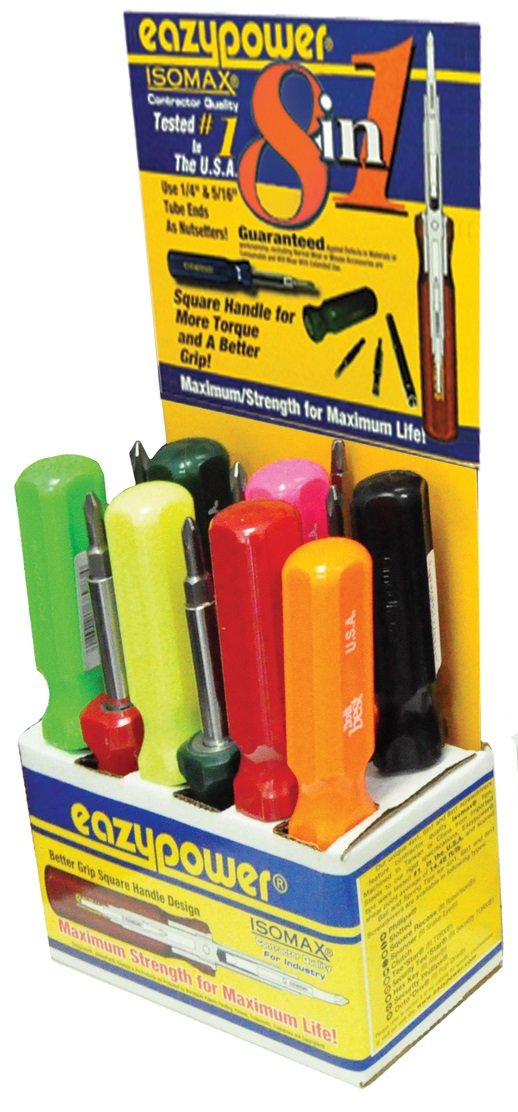 Eazypower 81733 12-Pack Hot Colors 8-in-1 Molded Handle Screwdriver T15/T20 (2-1/2-inch Length)