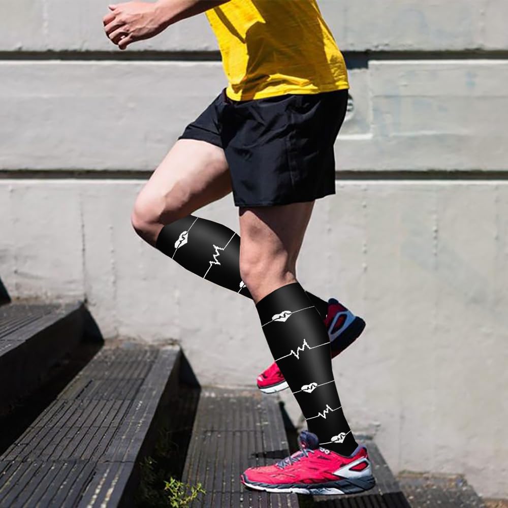 ACTINPUT Bas de Contention Femme et Homme，4 Paires Chaussettes de Compression pour Sportive, Cyclisme, Voyage en Avion, Course à pied, de Grossesse，de Vol et de Voyage
