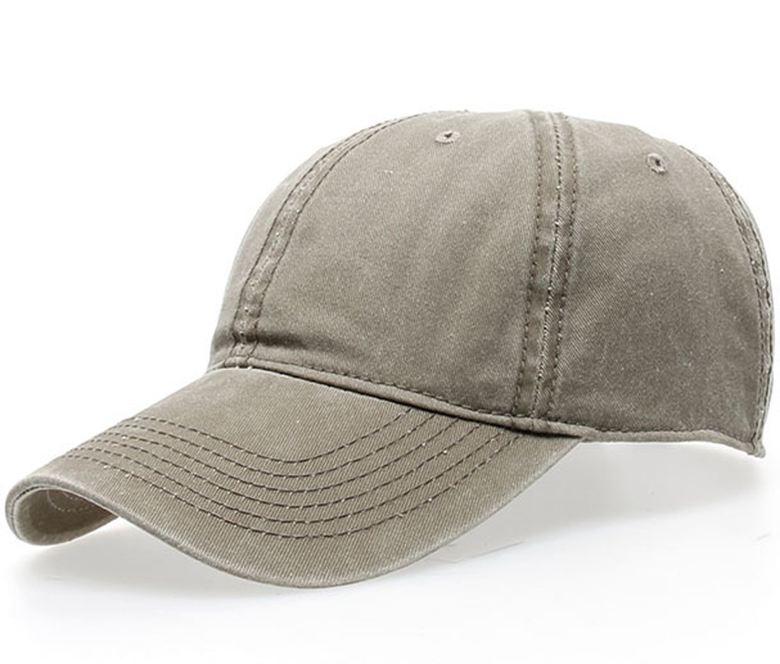 Thenice Men's Light Khaki Washed Cotton Twill Baseball Cap Adjustable Sport Hat (Light Khaki)