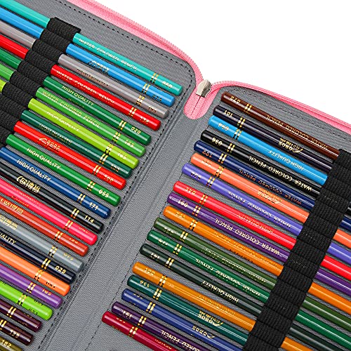 Image of Vomgomfom 200 Slots Pencil Case 4-Layer PU Leather, Handle, Pink Flower