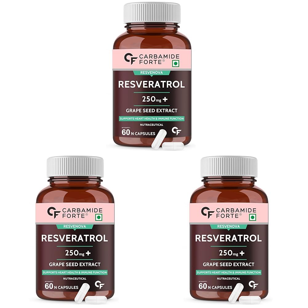Carbamide Forte Resveratrol 250mg with Grape Seed Extract | Pharma Grade Resveratrol for Max Absorption - 60 Veg Resveratrol Capsules (Pack of 3) (B0DDTZV2YM) Amazon Price History, Amazon Price Tracker