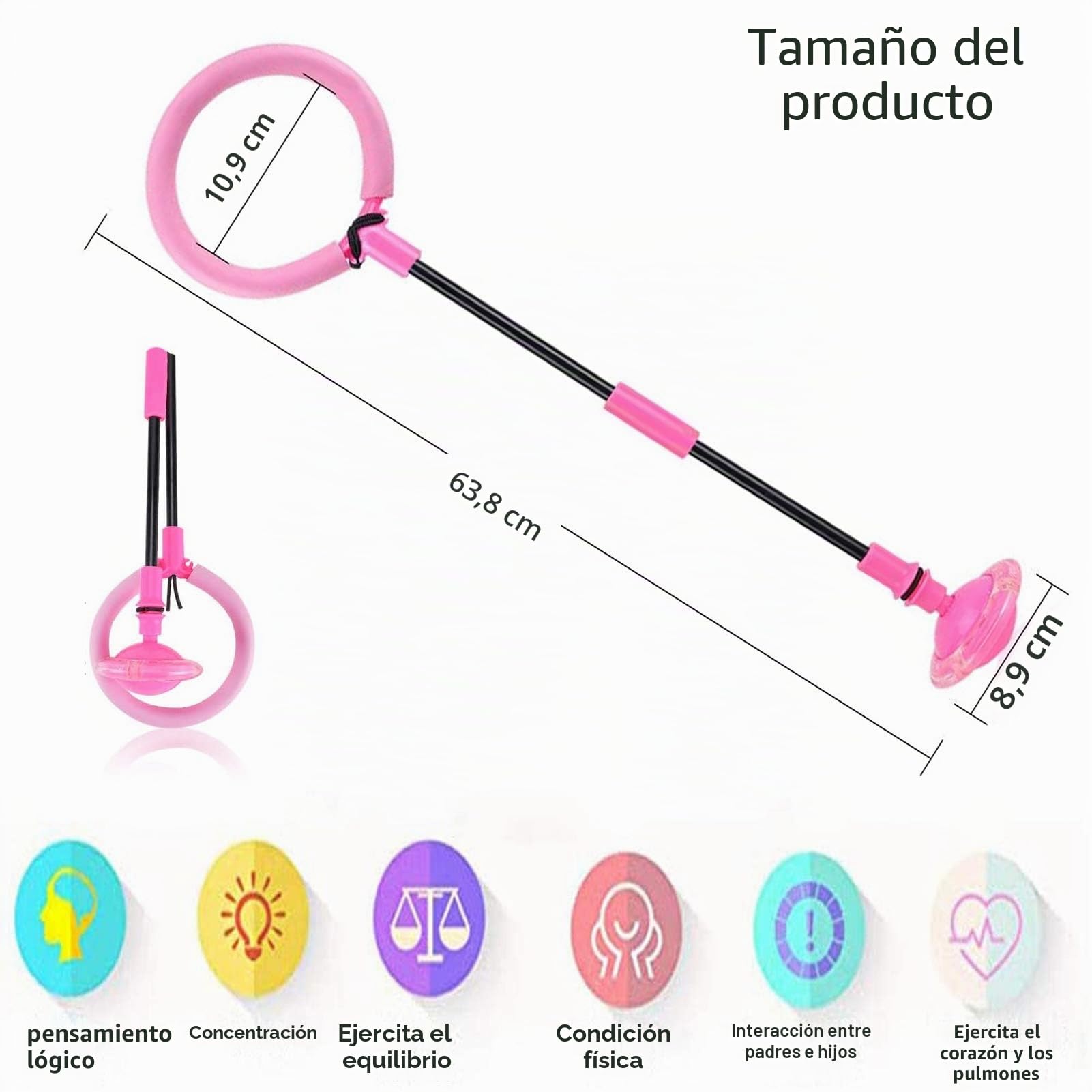 Q-WOOFF Bola De Salto De Tobillo, Pelota De Salto Deportiva, Pelota De Salto con Flash Plegable, Adecuado para Juegos De Habilidad para Niños o Adultos, Ejercicio (Rosa)
