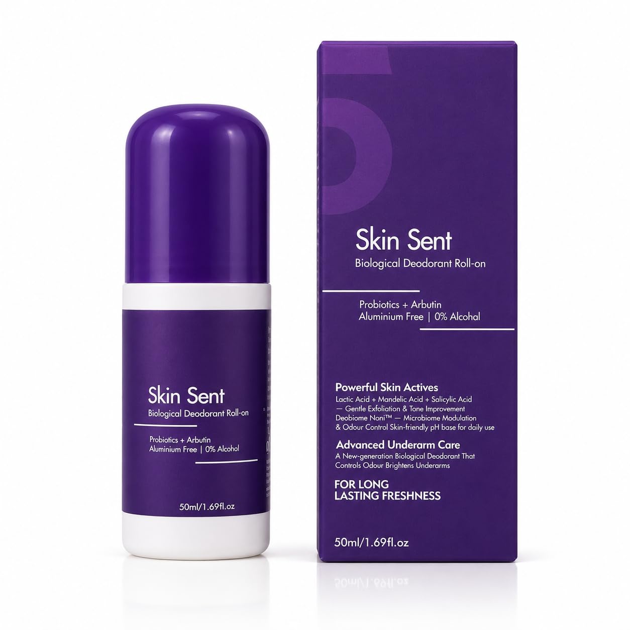 5ive Skin Sent Biological Deodorant Roll-On for Men & Women | Underarm Odour Control with Deobiome Noni, Lactic Acid, Mandelic Acid & Salicylic Acid | Alcohol Free, Non-Sticky | 50ml-image-33