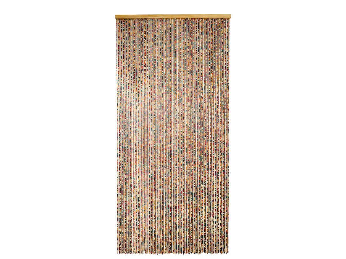 MOREL Rideau de Porte en Perles de Bois carrée Multicolore 90 x 200 cm