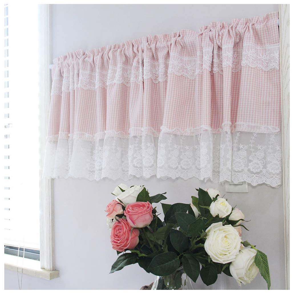 Cortina corta rUrEu de estilo pastoral coreano rosa para cocina y gabinete (135x90 cm)