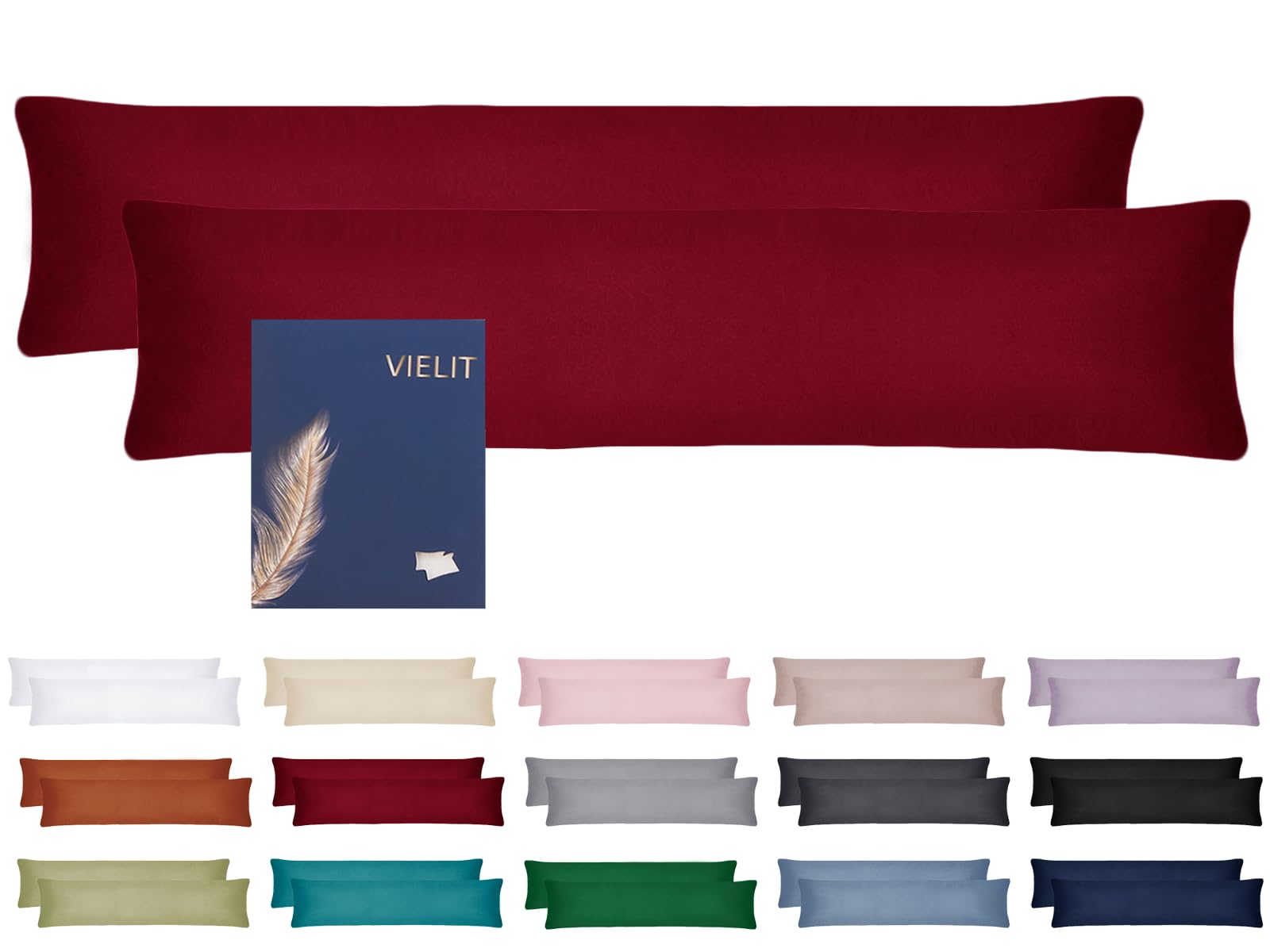 Vielit Set of 2 Pillowcases for Side Sleeper 40 x 145 cm, Set of 2 Pillowcases 145 x 40 for Side Sleeper, Pillowcase with Hidden Zipper, Soft Pillowcase, Certificate โ image 1